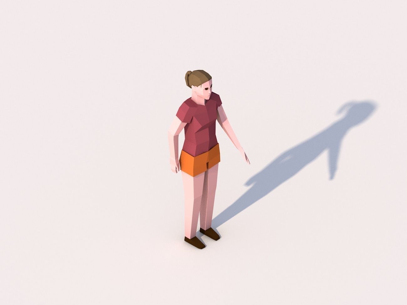 Cartoon Low Poly Female Characters Pack Low-poly 3D model_2