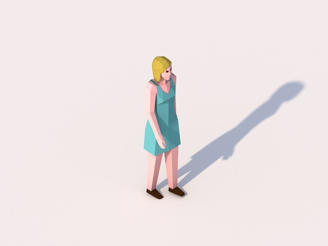 Cartoon Low Poly Female Characters Pack Low-poly 3D model_3