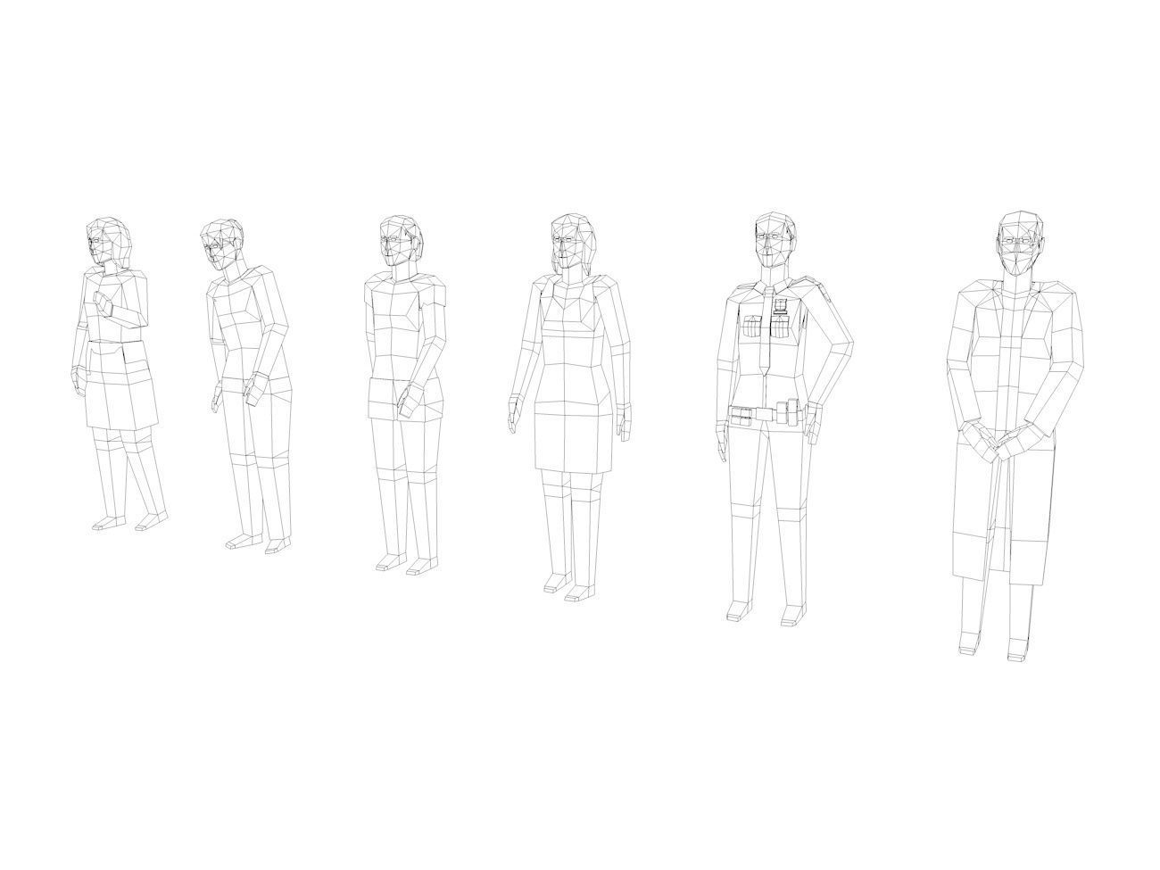 Cartoon Low Poly Female Characters Pack Low-poly 3D model_10