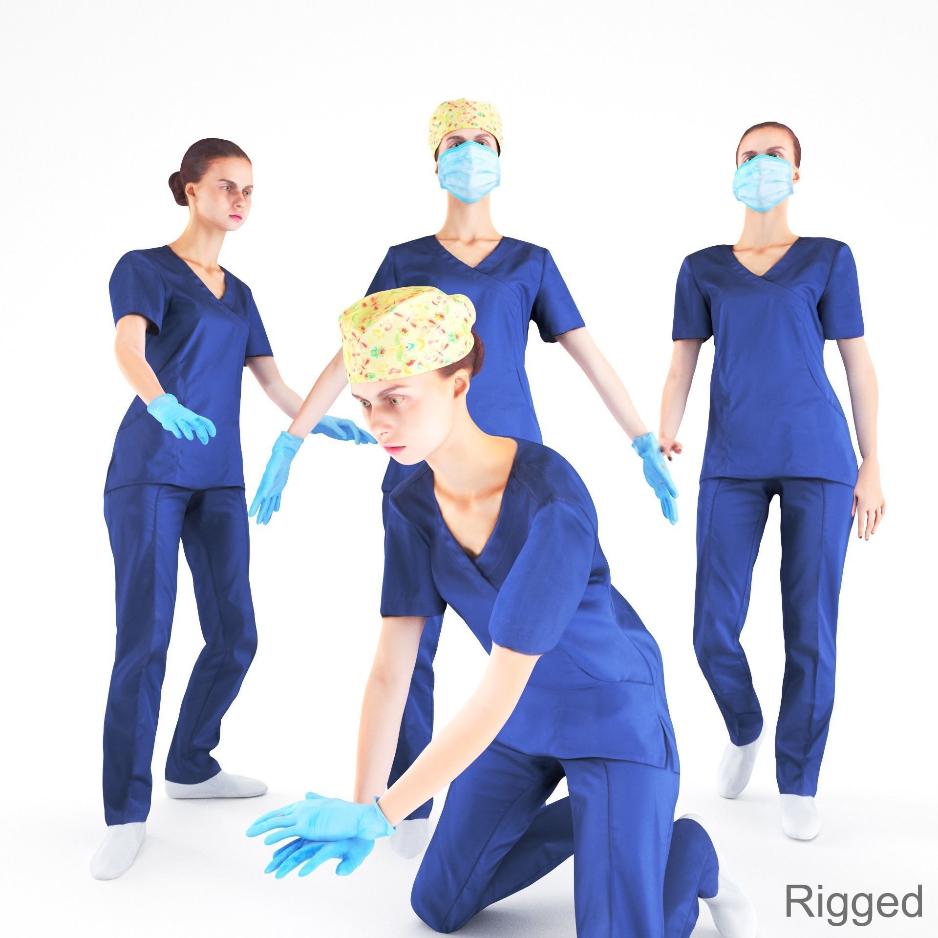 Animated medical nurse 14 Low-poly 3D model_2