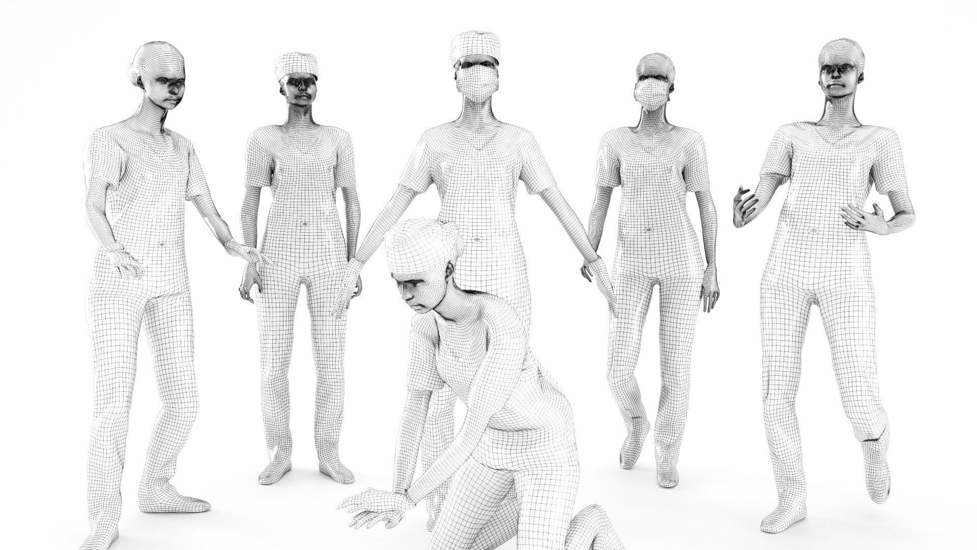 Animated medical nurse 14 Low-poly 3D model_5