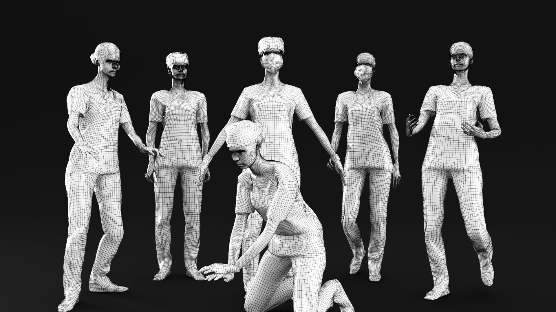 Animated medical nurse 14 Low-poly 3D model_7