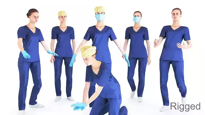 Animated medical nurse 14 Low-poly 3D model