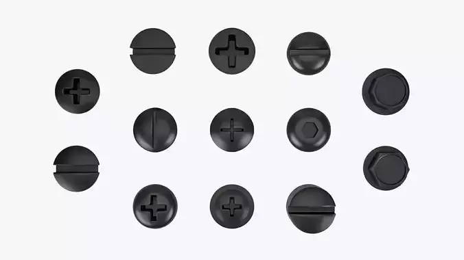 Screw Heads Collection 1 Low-poly 3D model