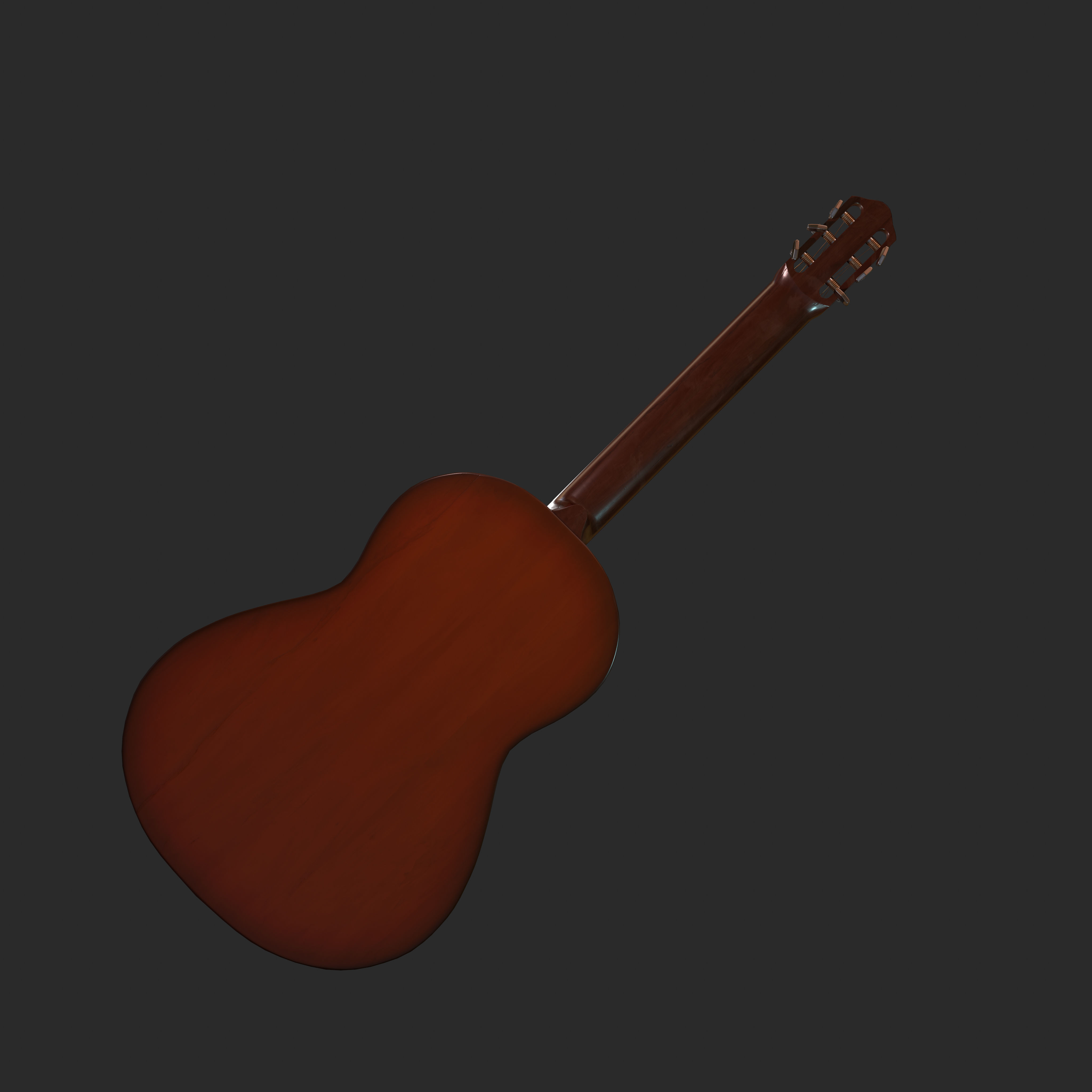 Acoustic Guitar Low-poly 3D model_3