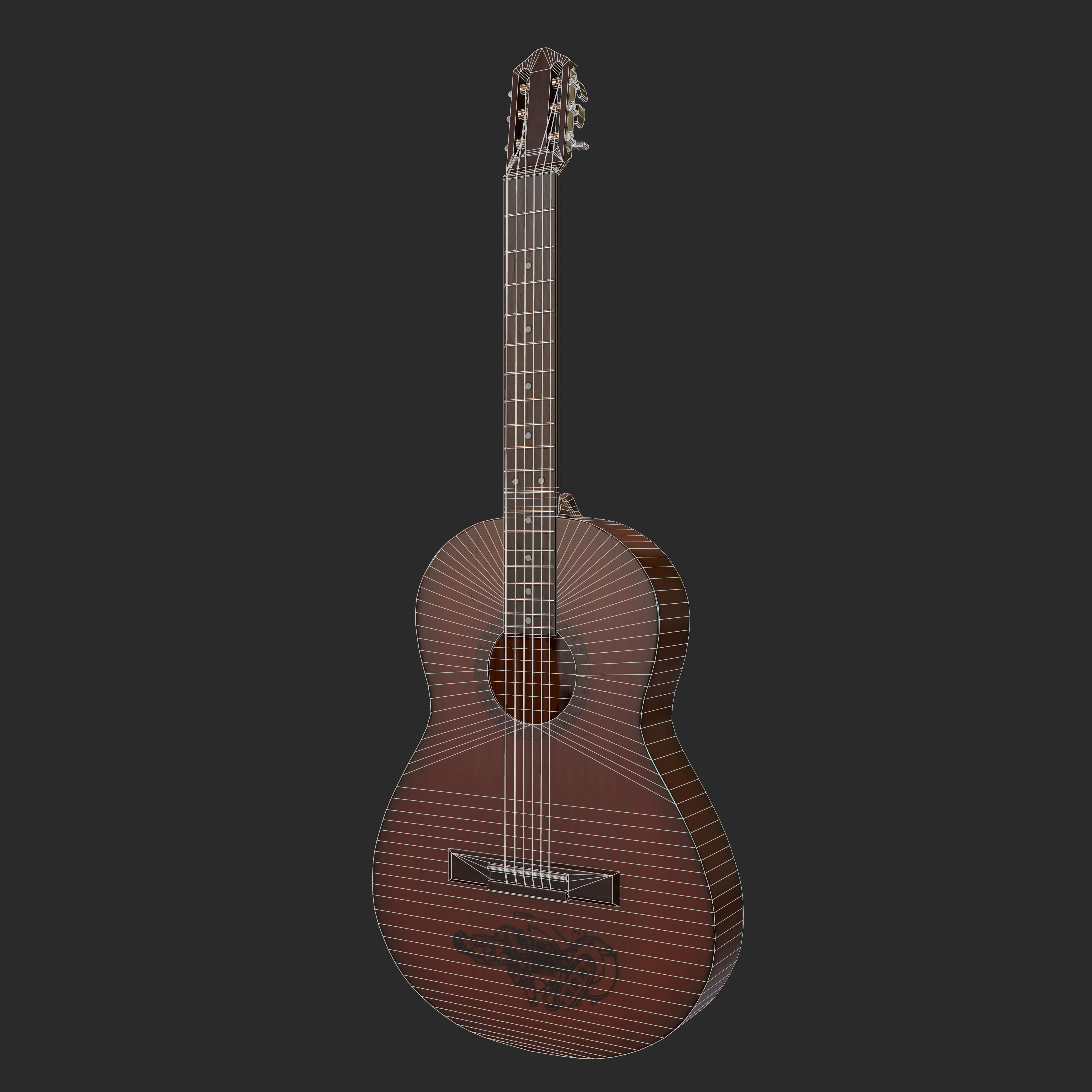 Acoustic Guitar Low-poly 3D model_5