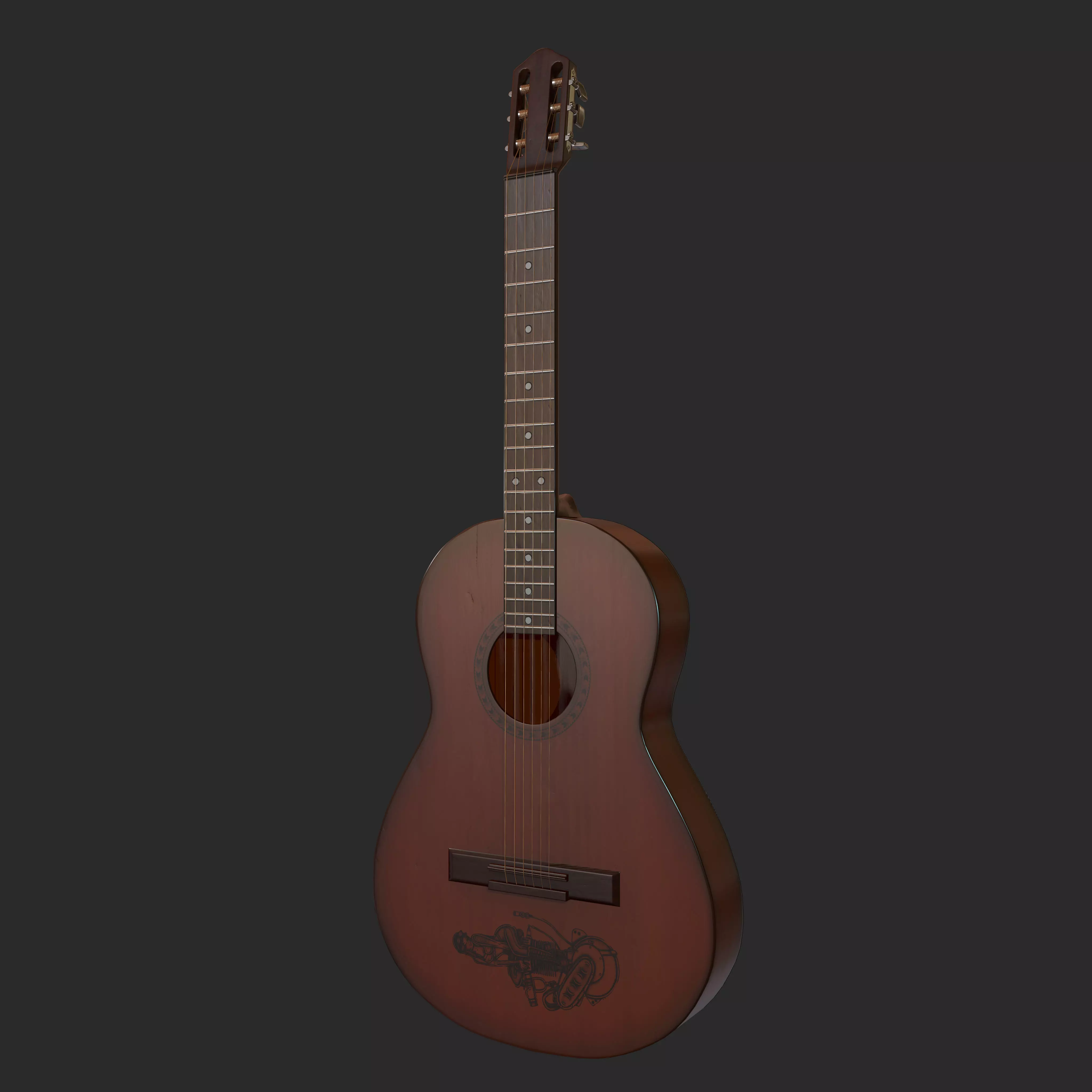 Acoustic Guitar Low-poly 3D model_0