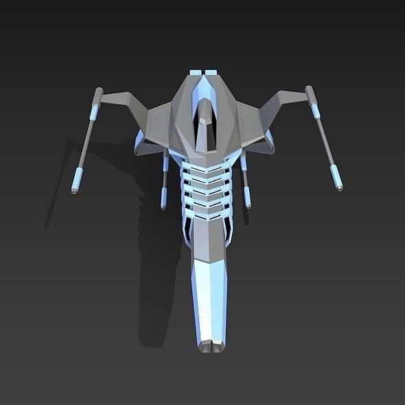 Space warthog spaceship concept Low-poly 3D model_3