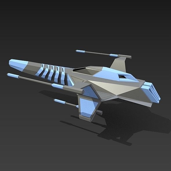 Space warthog spaceship concept Low-poly 3D model_4