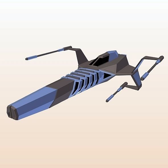 Space warthog spaceship concept Low-poly 3D model_8