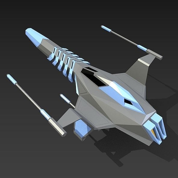 Space warthog spaceship concept Low-poly 3D model_2