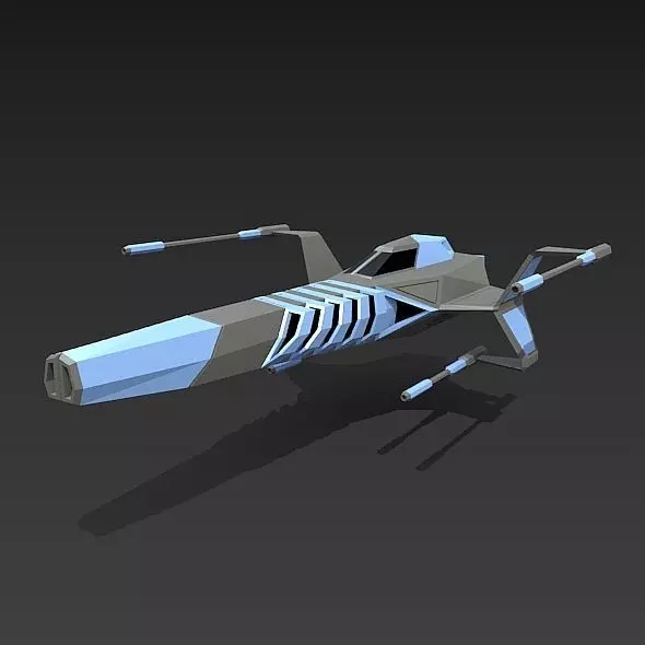 Space warthog spaceship concept Low-poly 3D model_0