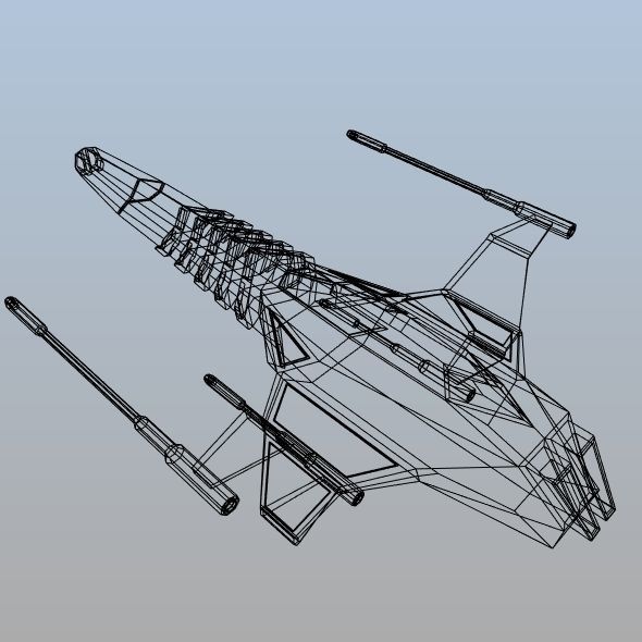 Space warthog spaceship concept Low-poly 3D model_10