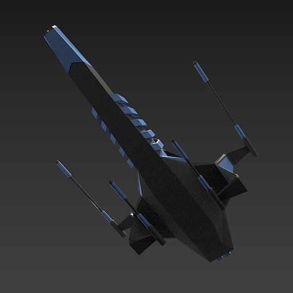 Space warthog spaceship concept Low-poly 3D model_5