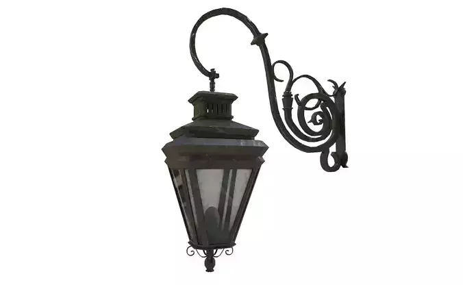 Game-Ready Aged Outdoor Wall Lantern with 4K-PBR Texture Set 