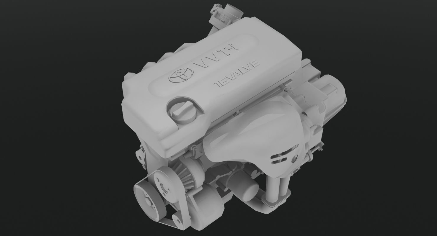 Toyota 2AZ-FE engine Low-poly 3D model_2
