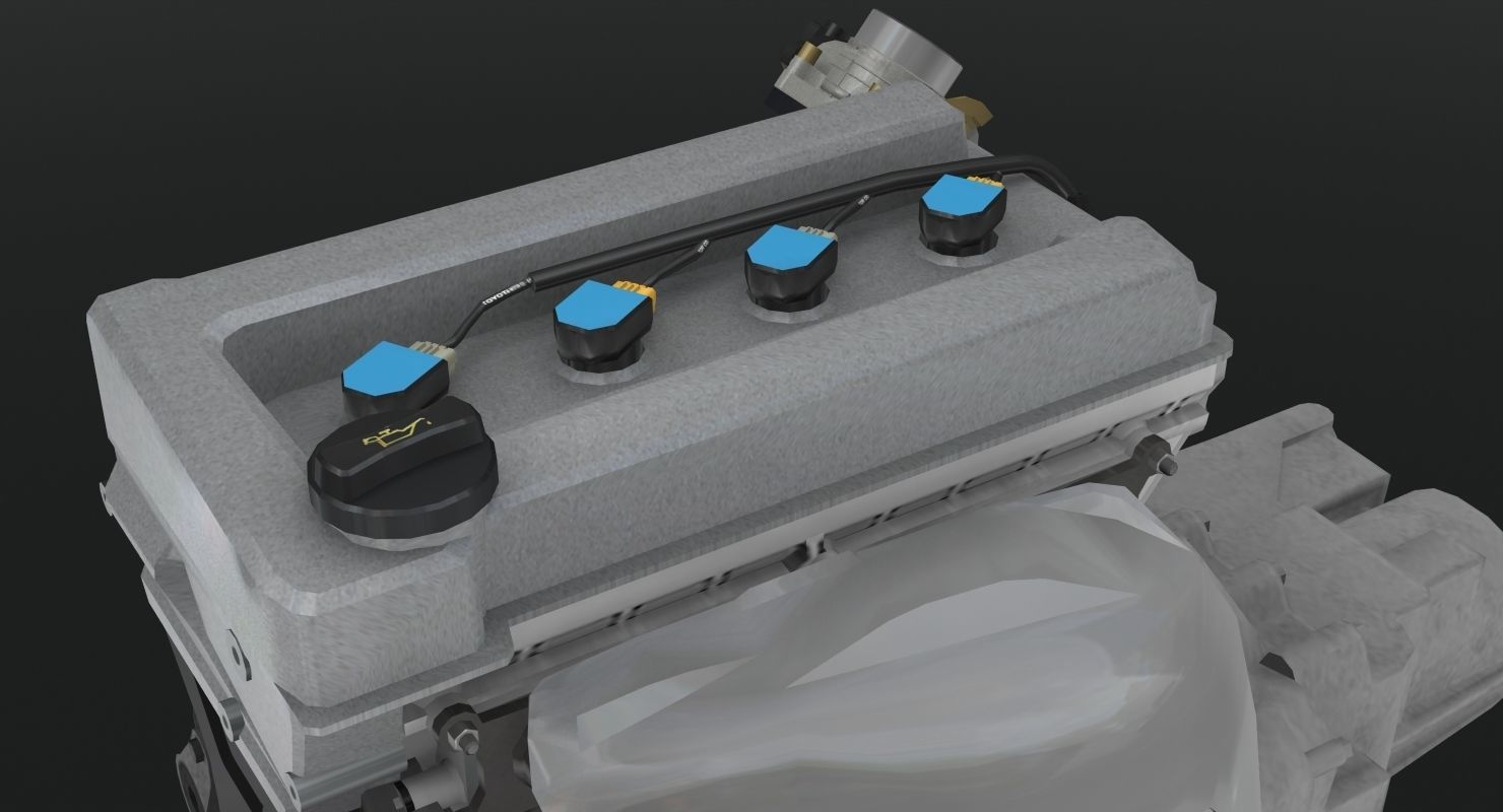 Toyota 2AZ-FE engine Low-poly 3D model_23