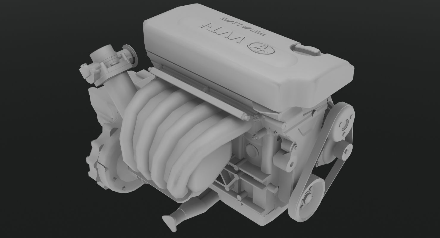 Toyota 2AZ-FE engine Low-poly 3D model_5