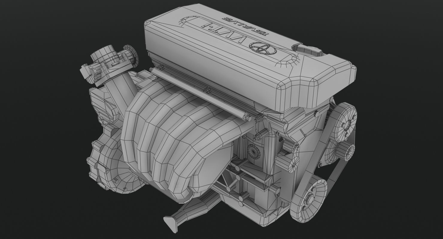 Toyota 2AZ-FE engine Low-poly 3D model_6