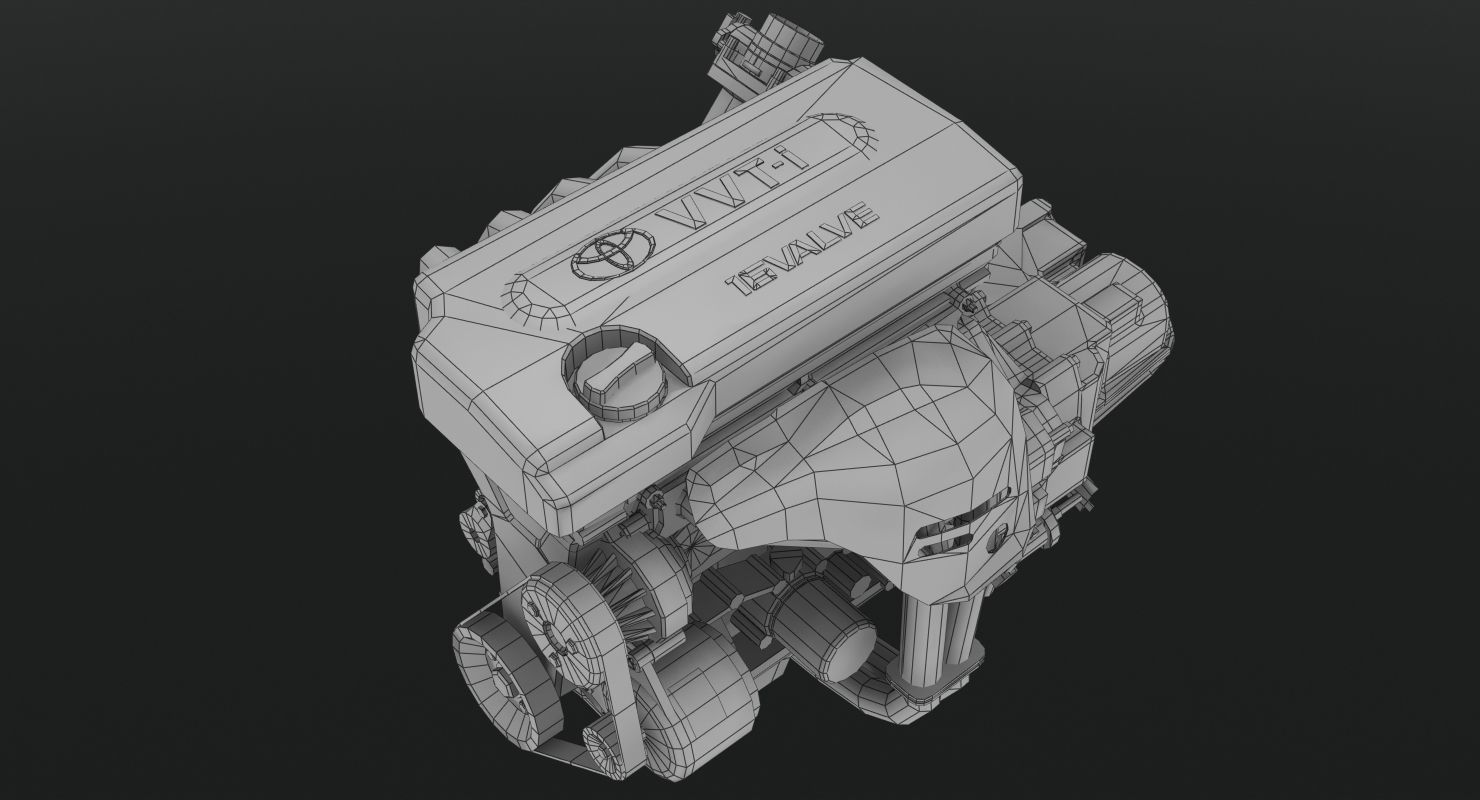 Toyota 2AZ-FE engine Low-poly 3D model_3
