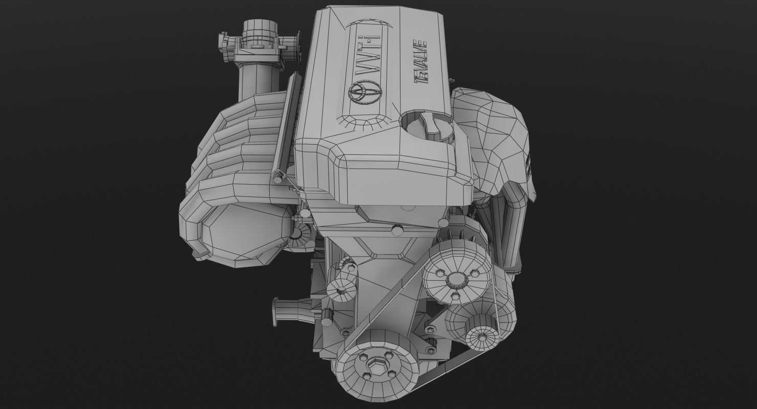 Toyota 2AZ-FE engine Low-poly 3D model_15