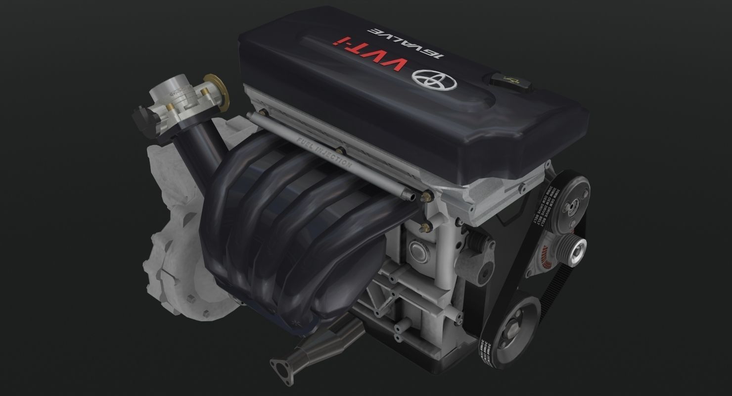 Toyota 2AZ-FE engine Low-poly 3D model_4