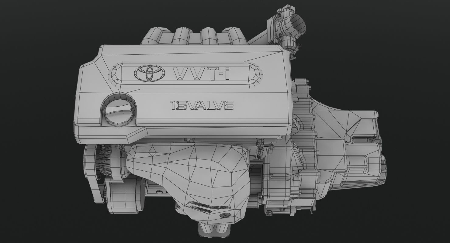 Toyota 2AZ-FE engine Low-poly 3D model_18