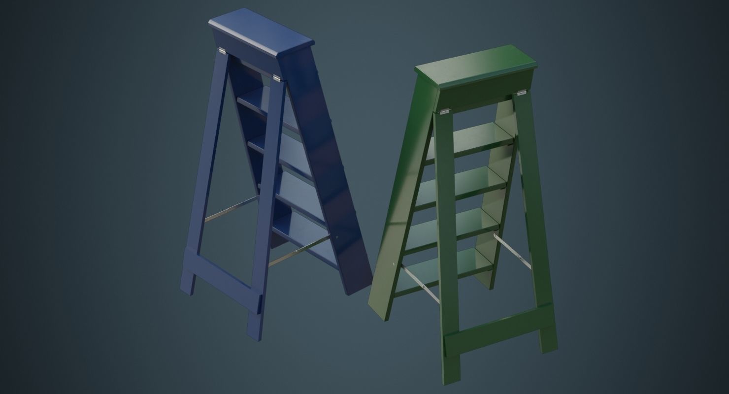 Step Ladder 3A Low-poly 3D model_1