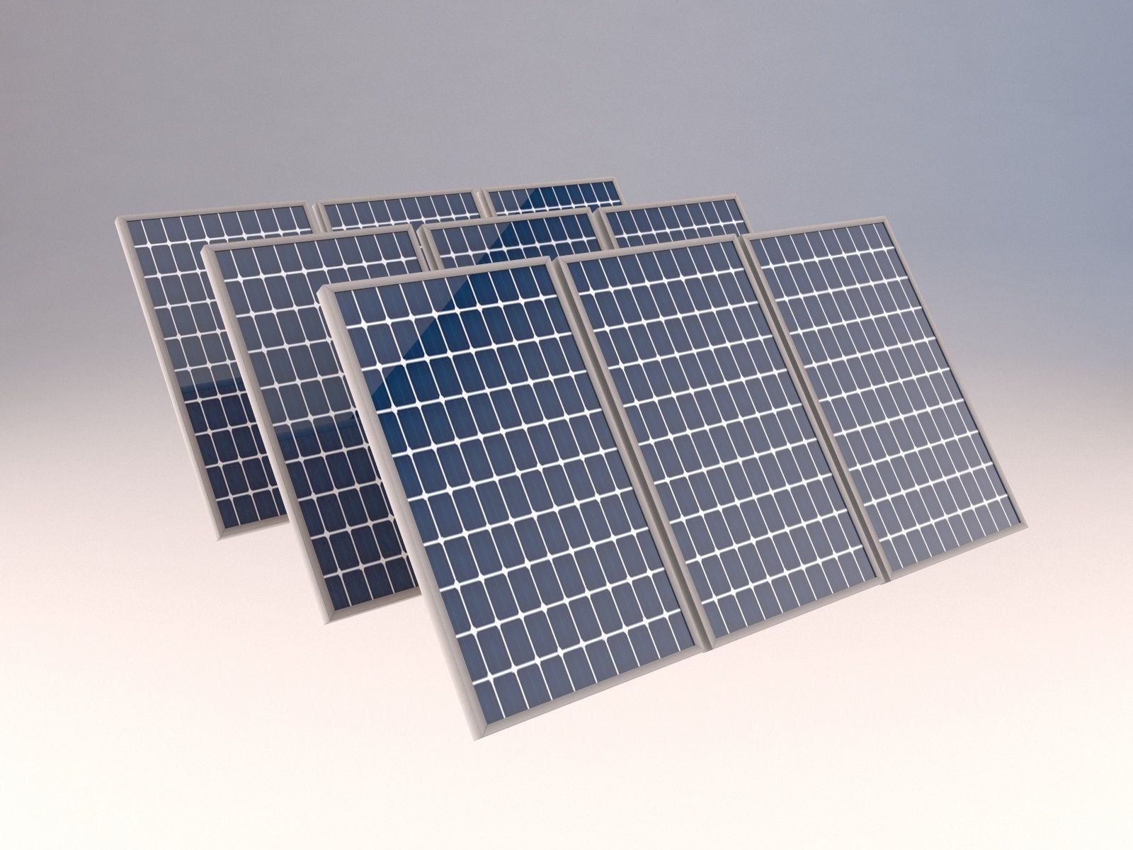 Solar panels Low-poly 3D model_2