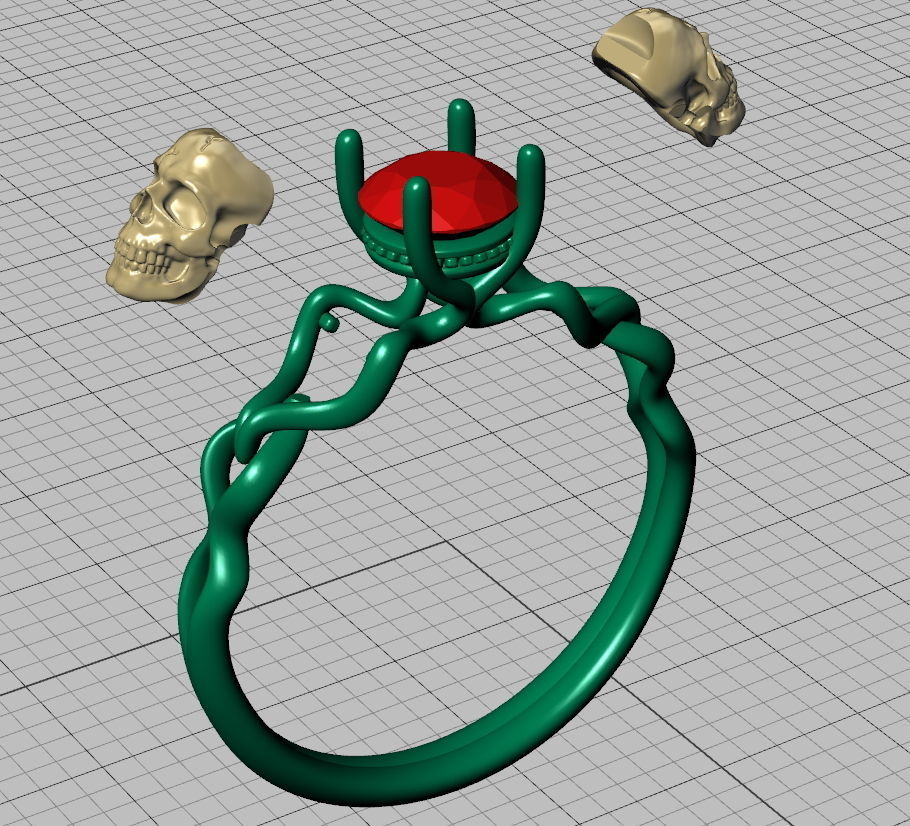 Skull Engagement ring Own design 3dmodel 3D print model_3