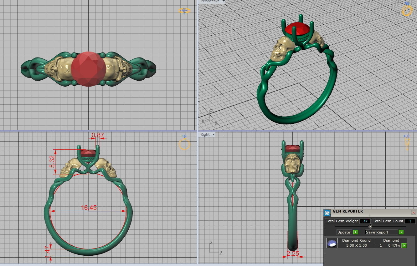 Skull Engagement ring Own design 3dmodel 3D print model_4