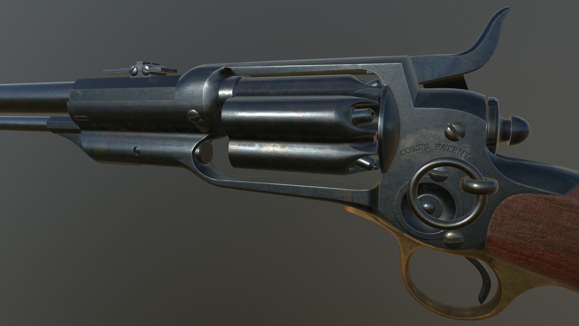 Spectacular Colt Revolving Carbine 1855 Low-poly 3D model_5