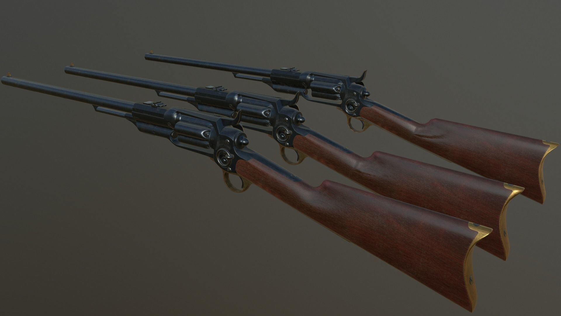 Spectacular Colt Revolving Carbine 1855 Low-poly 3D model_34