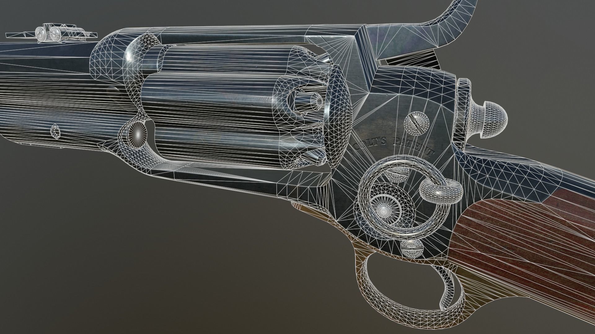 Spectacular Colt Revolving Carbine 1855 Low-poly 3D model_29