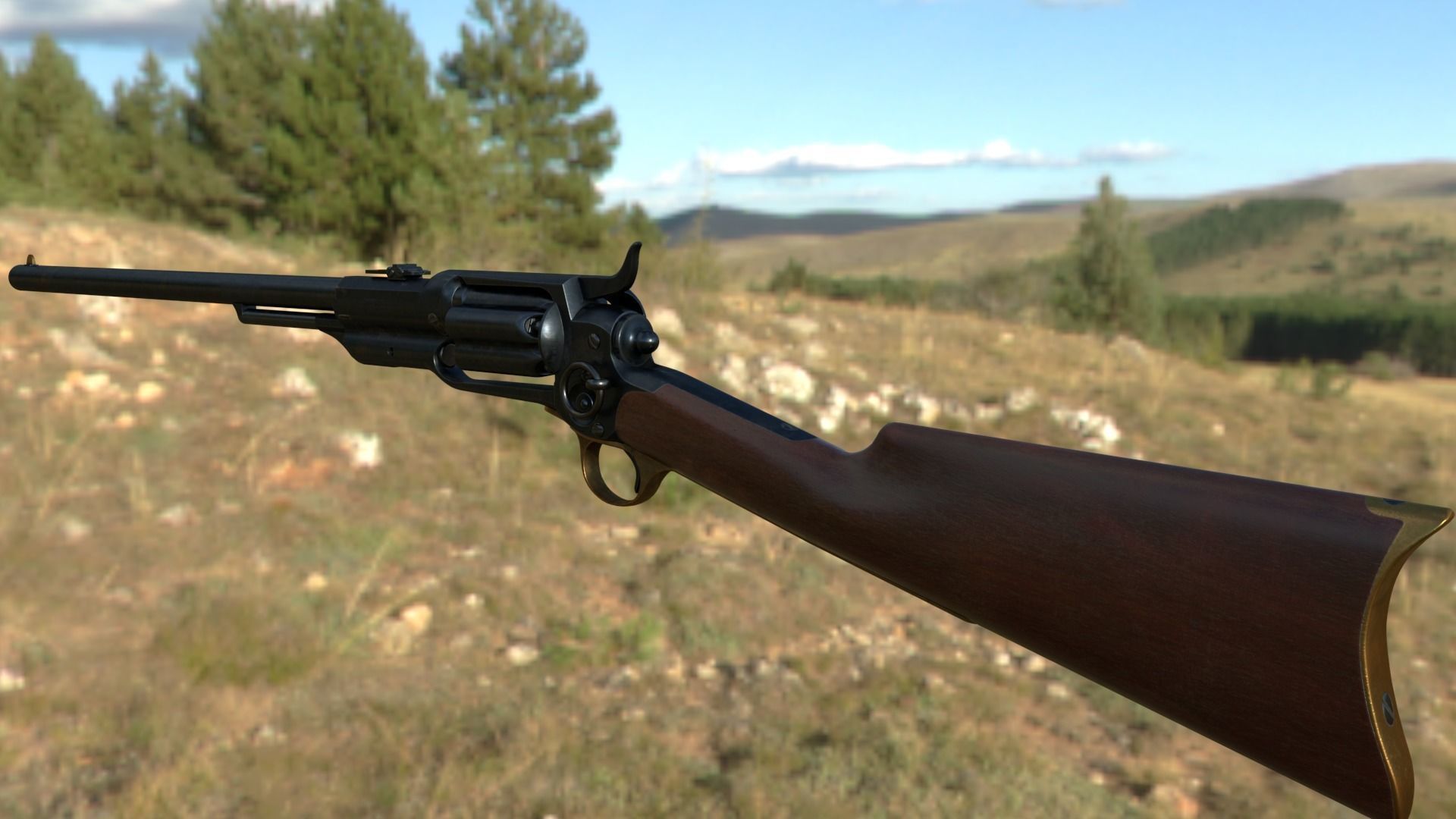 Spectacular Colt Revolving Carbine 1855 Low-poly 3D model_14