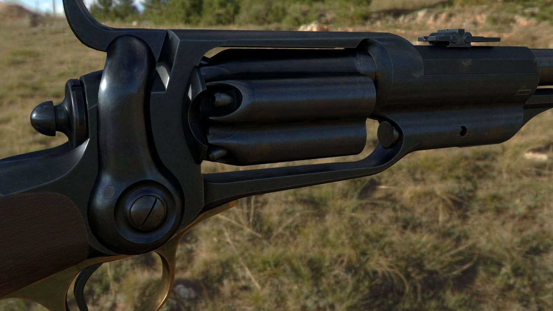 Spectacular Colt Revolving Carbine 1855 Low-poly 3D model_16