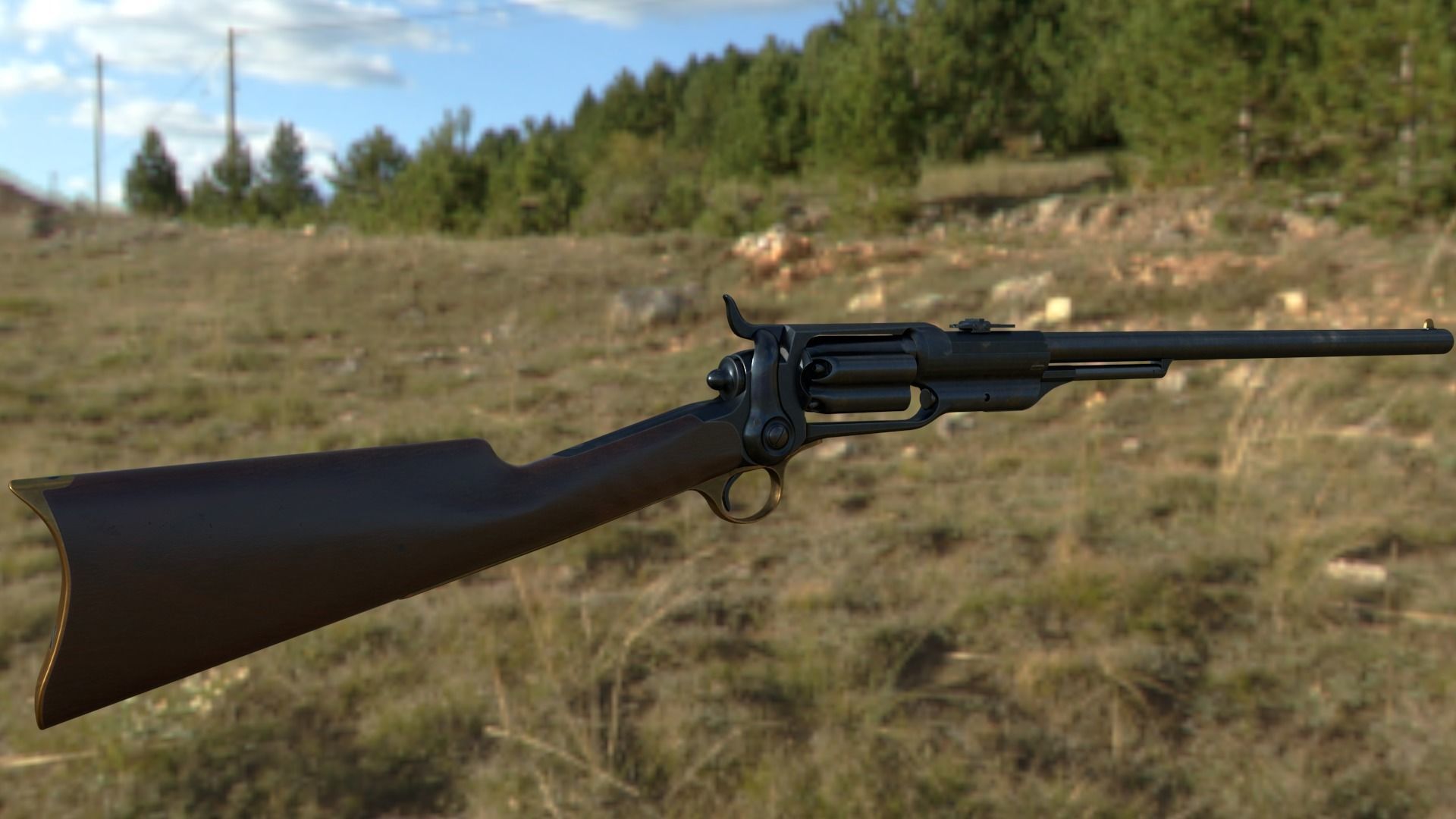 Spectacular Colt Revolving Carbine 1855 Low-poly 3D model_11