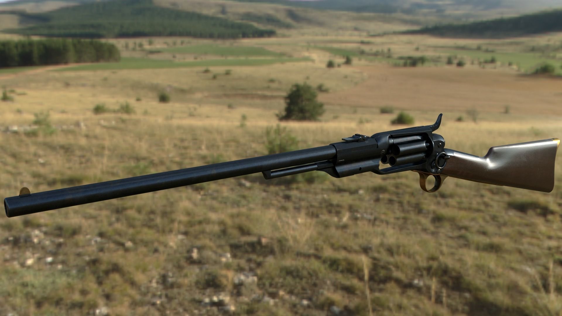 Spectacular Colt Revolving Carbine 1855 Low-poly 3D model_13