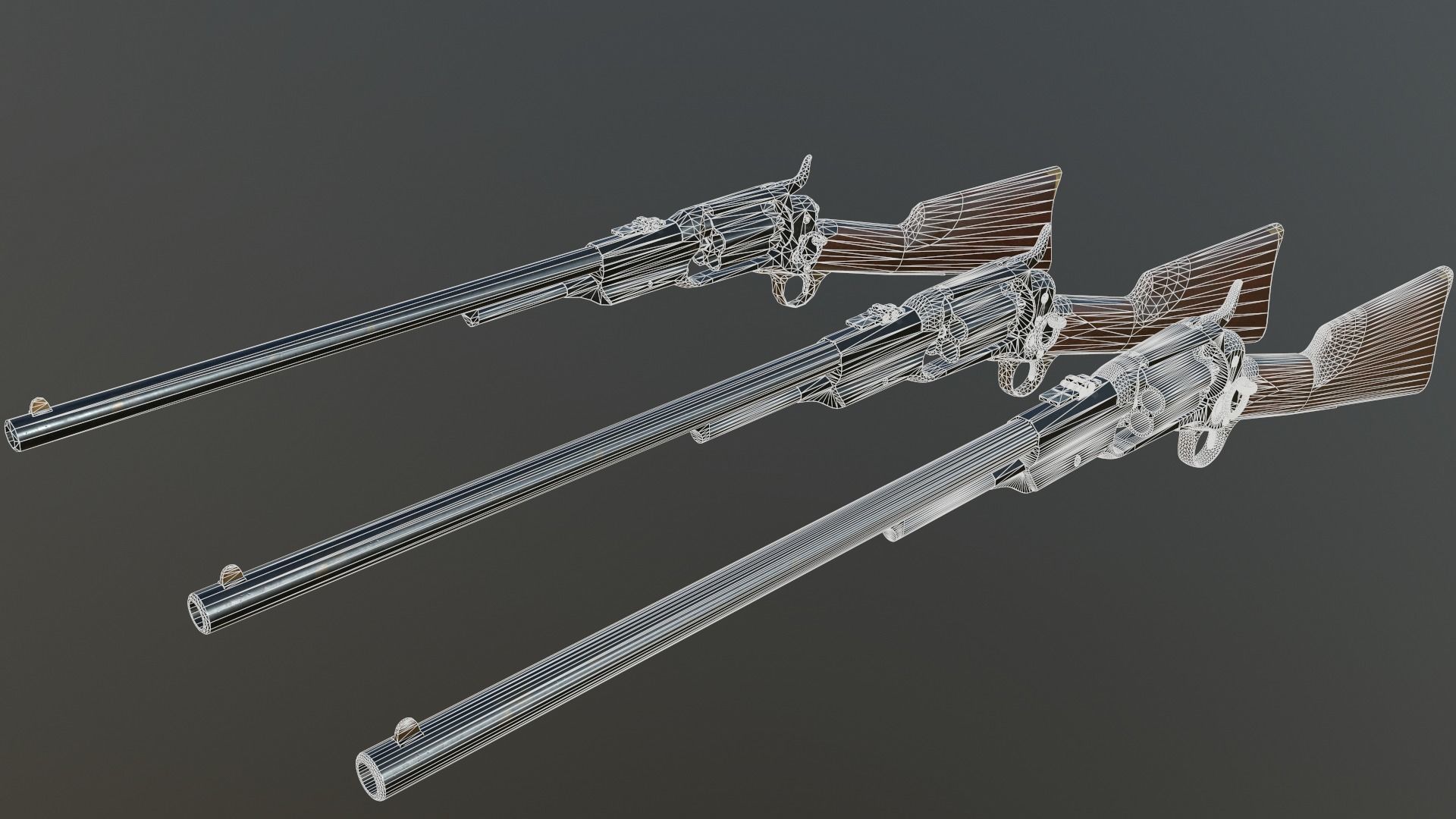 Spectacular Colt Revolving Carbine 1855 Low-poly 3D model_33