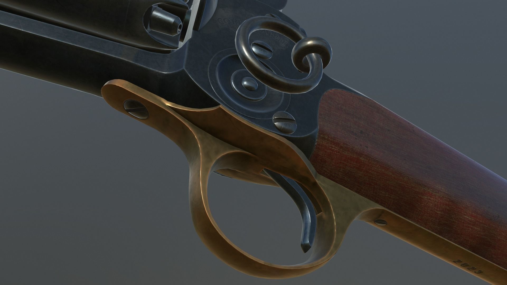 Spectacular Colt Revolving Carbine 1855 Low-poly 3D model_7