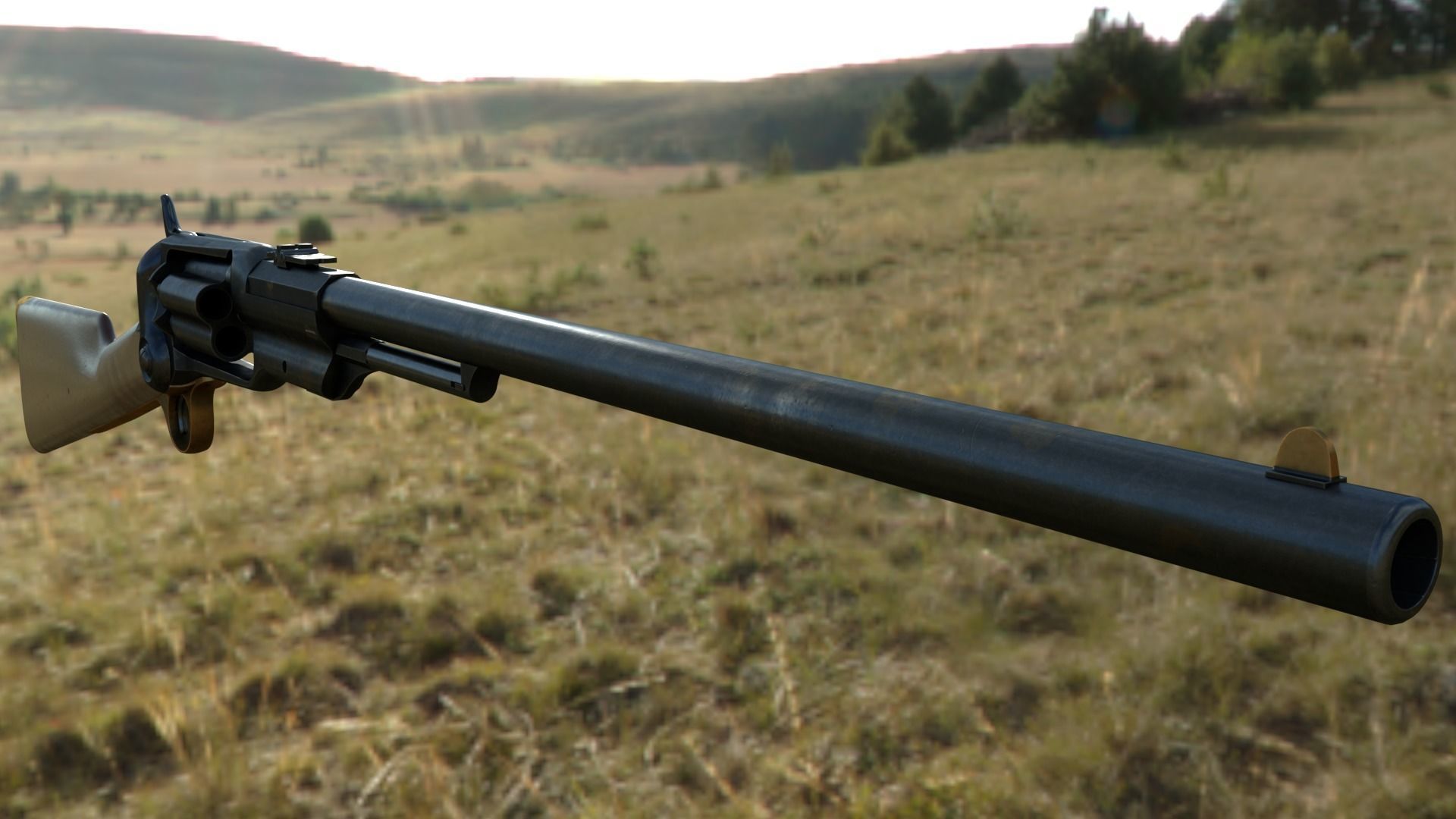 Spectacular Colt Revolving Carbine 1855 Low-poly 3D model_12