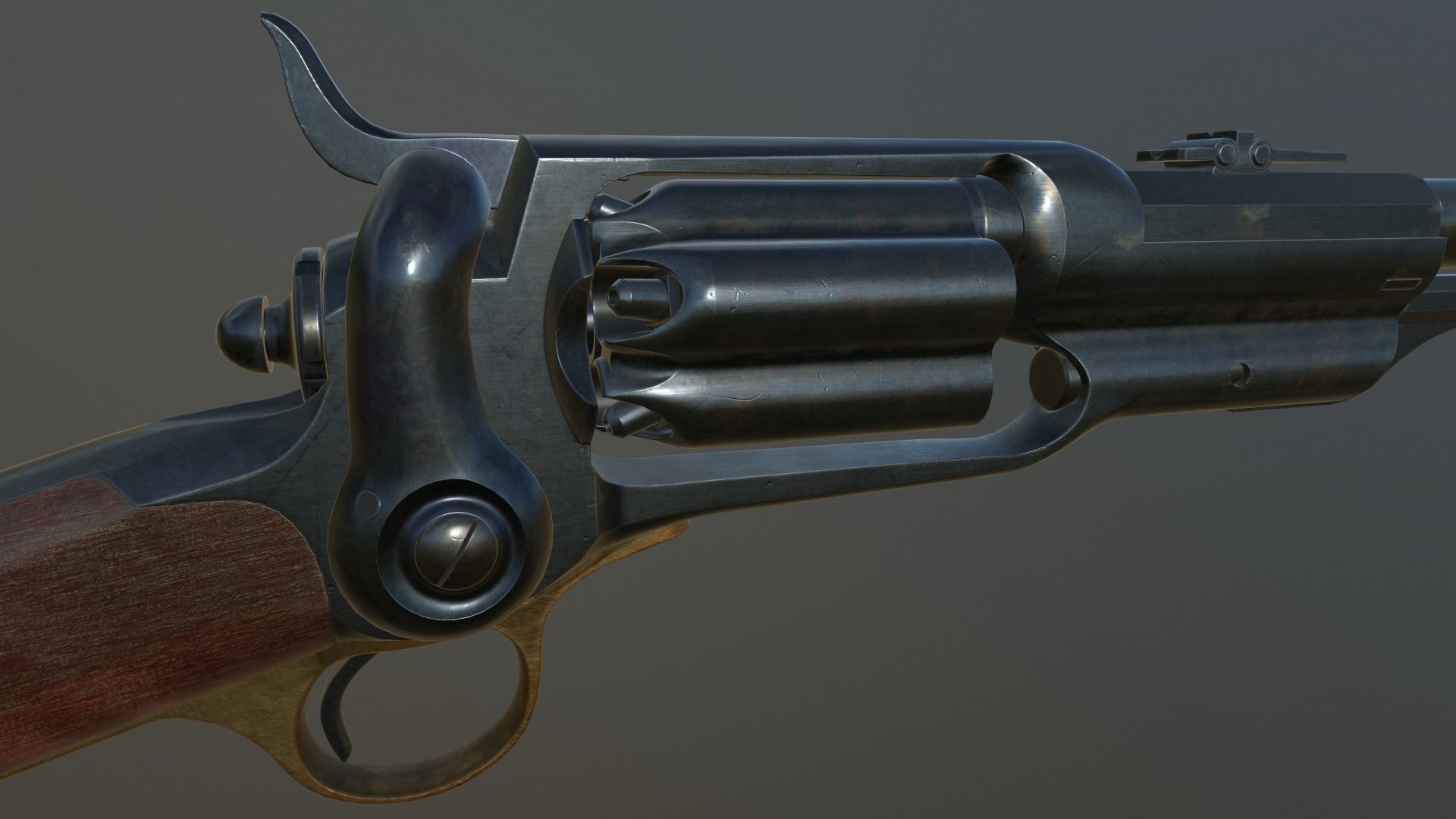 Spectacular Colt Revolving Carbine 1855 Low-poly 3D model_4