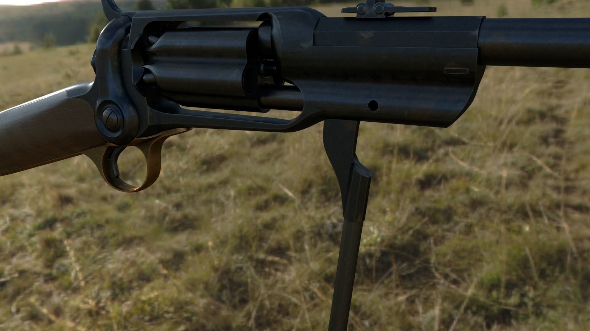 Spectacular Colt Revolving Carbine 1855 Low-poly 3D model_20