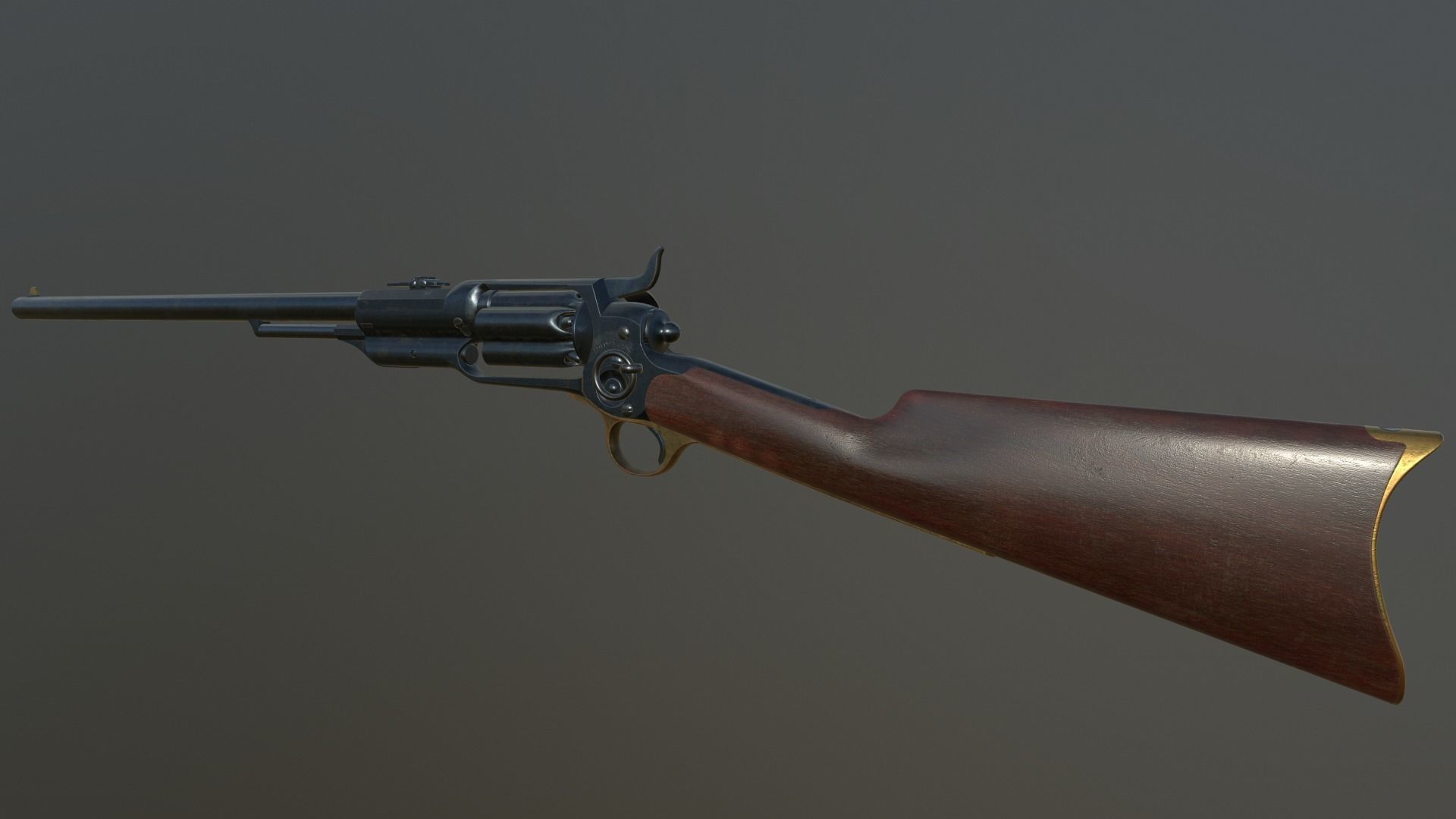 Spectacular Colt Revolving Carbine 1855 Low-poly 3D model_3