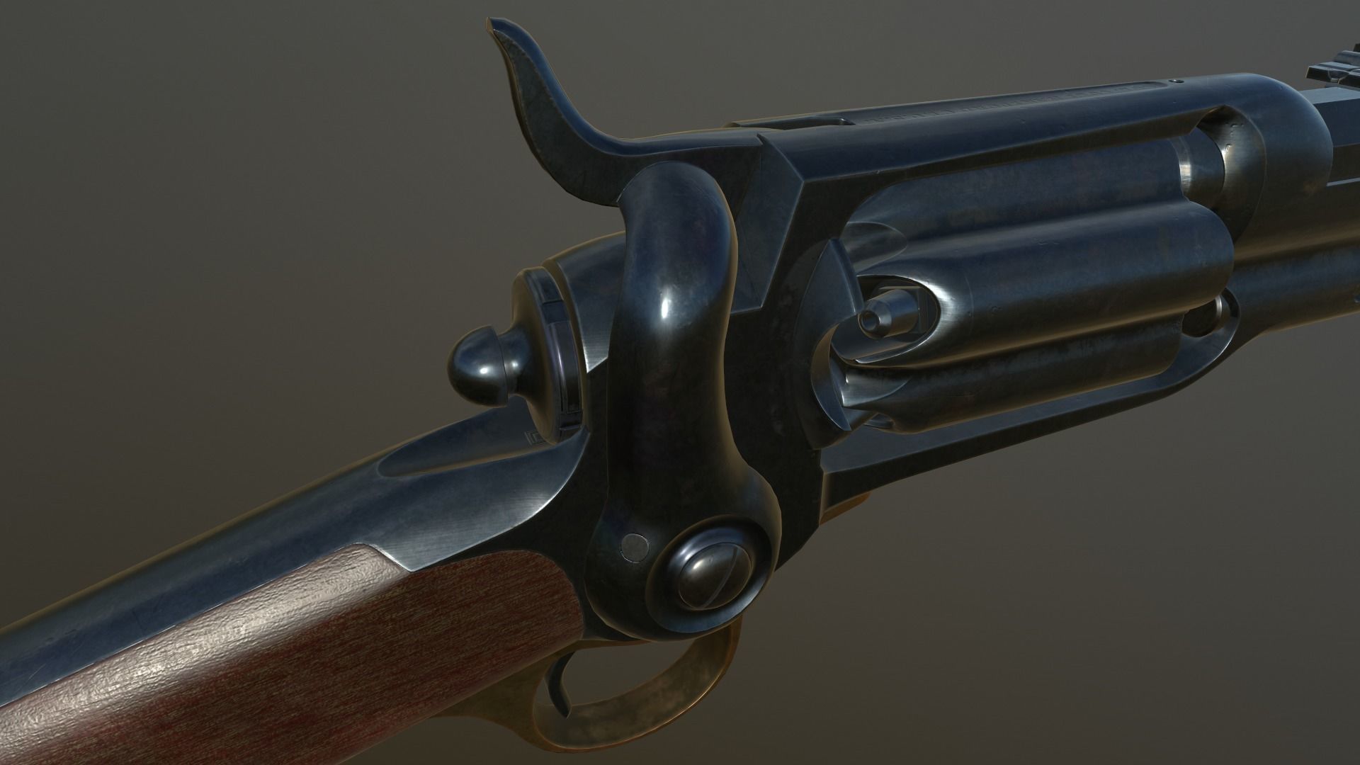 Spectacular Colt Revolving Carbine 1855 Low-poly 3D model_10
