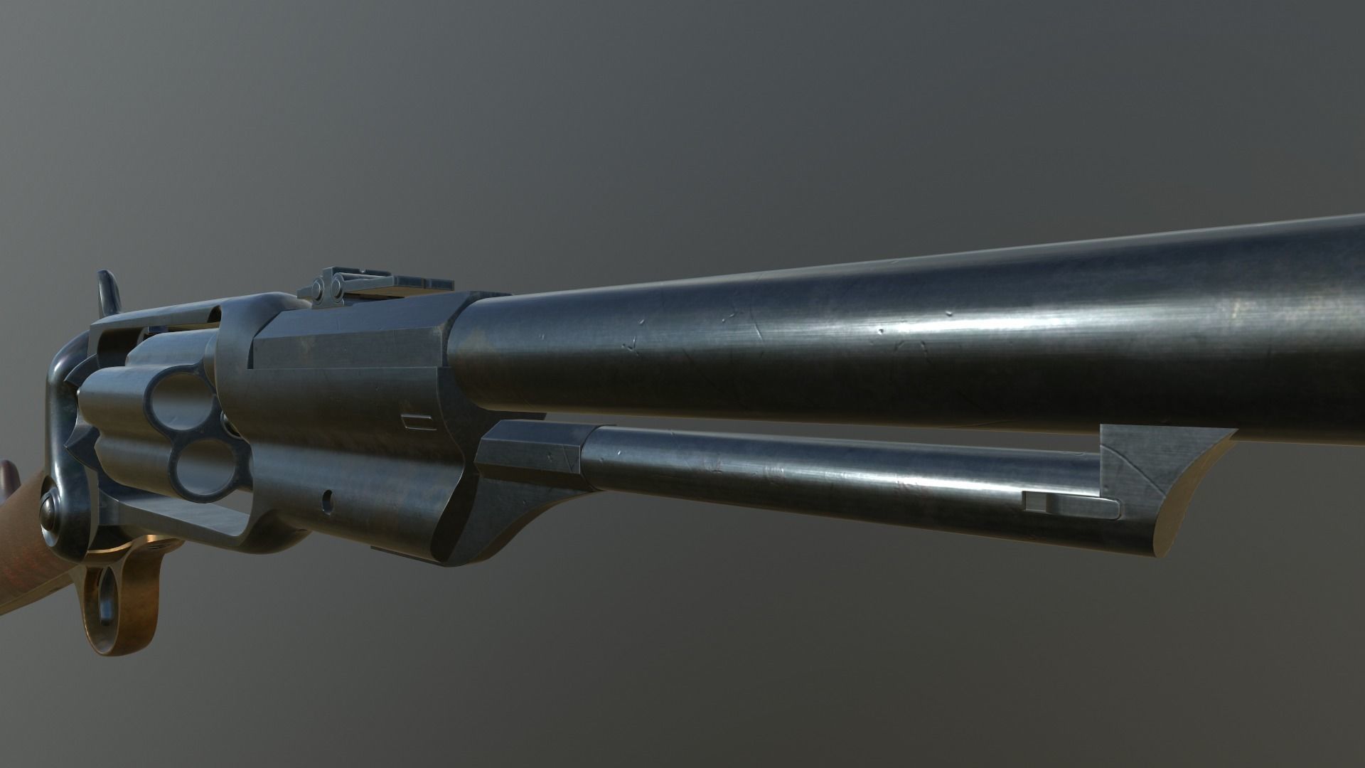 Spectacular Colt Revolving Carbine 1855 Low-poly 3D model_9