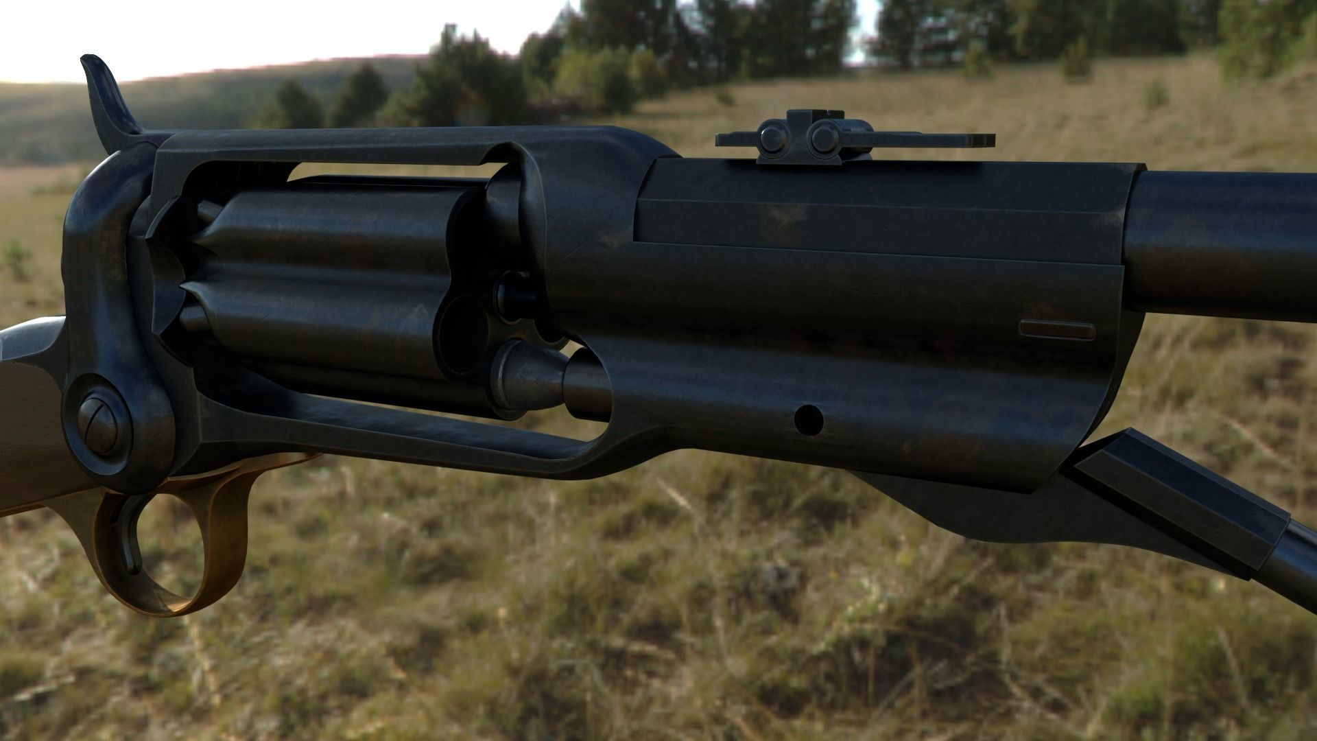Spectacular Colt Revolving Carbine 1855 Low-poly 3D model_19