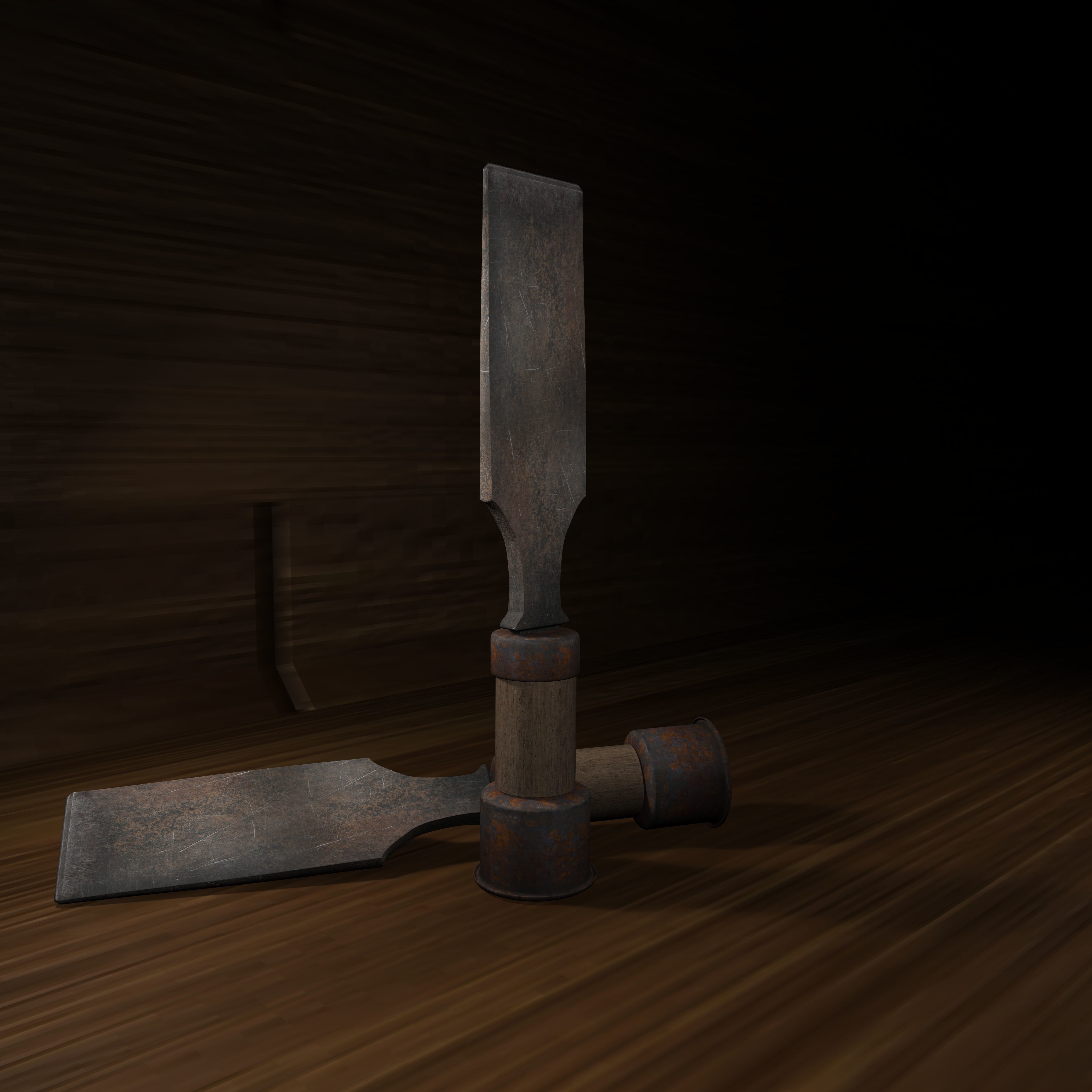 old chisel with texture 3D model_1