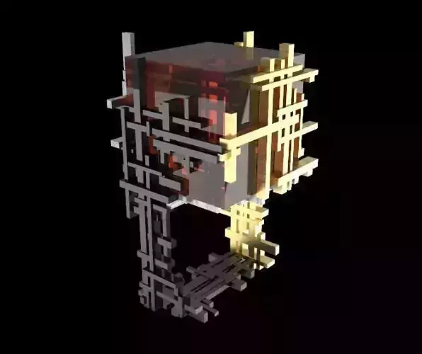 Ring 3D print model gold and glass sculpture