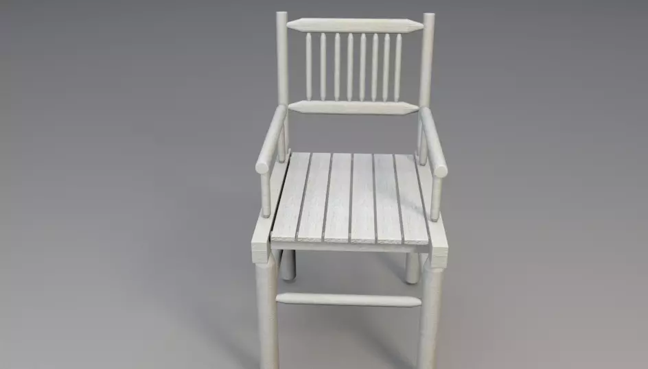 wood chair Low-poly 3D model_0